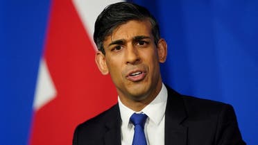 Prime Minister Rishi Sunak during a press conference in the Downing Street Briefing Room, as he gives an update on the plan to “stop the boats” and illegal migration in London, Britain, on December 7, 2023. (Reuters)