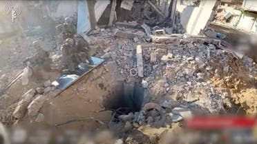 An opening to a tunnel that, according to Israel's military, was used by Palestinian militants under Al Shifa hospital in the Gaza Strip as seen in this screen grab taken from a handout video released by the Israel Defense Forces on November 19, 2023, amid the ongoing conflict between Israel and the Palestinian Islamist group Hamas. Israel Defense Forces/Handout via REUTERS THIS IMAGE HAS BEEN SUPPLIED BY A THIRD PARTY. DETAILS BLURRED AT SOURCE