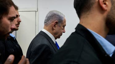 Israeli Prime Minister Benjamin Netanyahu arrives for a cabinet meeting at the Kirya, which houses the Israeli Ministry of Defence, in Tel Aviv, Israel on December 17, 2023. MENAHEM KAHANA/Pool via REUTERS