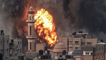 A fireball erupts after Israeli strike over Rafah in the southern Gaza Strip on December 20, 2023, amid ongoing battles between Israel and the Palestinian militant group Hamas. (AFP)