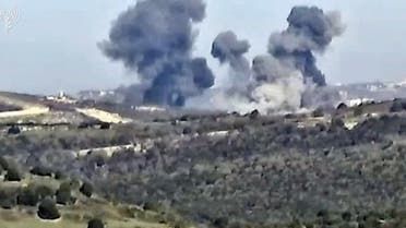 Smoke rises following what the Israeli armed forces say was an airstrike on Hezbollah targets at a location given as Lebanon, in this screen grab obtained from a video released on January 8, 2024. (Reuters)               