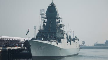 INS Imphal, a stealth guided missile destroyer and the third warship of Project-15B, is parked at the Naval Dockyard, after its commissioning ceremony in Mumbai, India, December 26, 2023. (Reuters)
