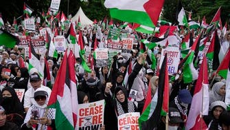 Thousands protest in front of US embassy in Jakarta calling for ceasefire in Gaza