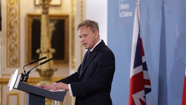 Britain's Secretary of State for Defence Grant Shapps gives a speech at Lancaster House, in London, Britain January 15, 2024. REUTERS/Anna Gordon