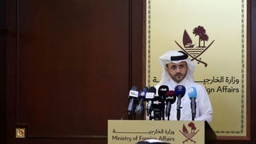 Majed Al-Ansari, Qatar's foreign ministry spokesperson, holds a weekly briefing at the ministry in Doha, Qatar November 28, 2023. (File photo: Reuters)