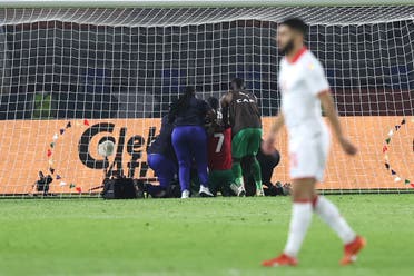 فرحة المنتخب الناميبي بعد الفوز على تونس