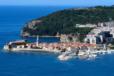 This picture taken on May 13, 2020, shows a general view of the town of Budva, on the Adriatic coast of Montenegro. (AFP)