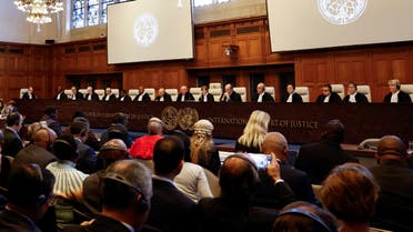 Judges at the International Court of Justice (ICJ) rule on emergency measures against Israel following accusations by South Africa that the Israeli military operation in Gaza is a state-led genocide, in The Hague, Netherlands, January 26, 2024. (Reuters)