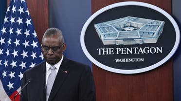 US Defense Secretary Lloyd Austin during a press conference at the Pentagon, Feb. 1, 2024. (AFP)