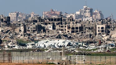 Destroyed buildings in the Gaza Strip are pictured from a position along the border with southern Israel on January 31, 2024 amid the ongoing conflict between Israel and Hamas. (AFP)