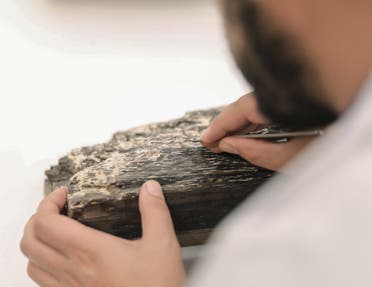 ساريتا الأبنوس اللتان تعودان للقرنين السابع والثامن أثناء ترميمهما في مختبر قسم الآثار العامة