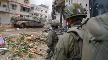 Israeli soldiers operate in the Gaza Strip in this handout picture released on Feb. 4, 2024. (Handout via Reuters)