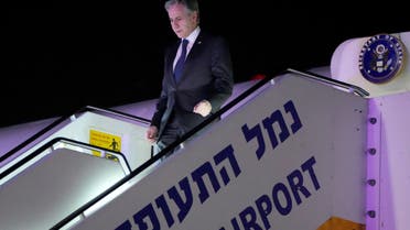 U.S. Secretary of State Antony Blinken arrives at Ben Gurion International airport in Tel Aviv, Israel, February 6, 2024. 