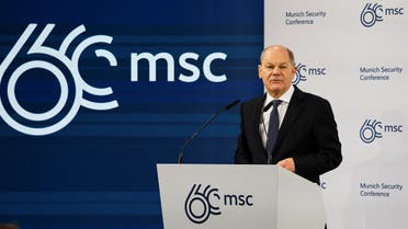 German Chancellor Olaf Scholz speaks at the annual Munich Security Conference, in Munich, Germany February 17, 2024. (Reuters)