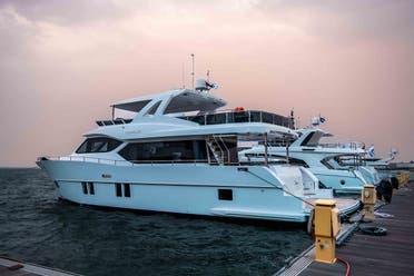 A few of the majestic boats of Gulf Craft at the Dubai International Boat Show. (Supplied)