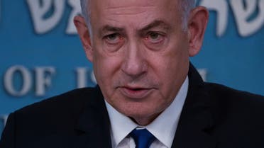 El primer ministro israelí, Benjamin Netanyahu, habla después de una reunión con el canciller alemán Olaf Scholz (no en la foto) en Jerusalén, el 17 de marzo de 2024. Leo Correa/Pool vía REUTERS