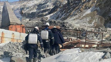 Rescuers take part in a search operation in an attempt to save 13 miners, who were trapped in the Pioneer gold mine after a rock fall, in the Amur region, Russia, in this picture published March 21, 2024. Russian Emergencies Ministry/Handout via REUTERS ATTENTION EDITORS - THIS IMAGE WAS PROVIDED BY A THIRD PARTY. NO RESALES. NO ARCHIVES. MANDATORY CREDIT. WATERMARK FROM SOURCE.