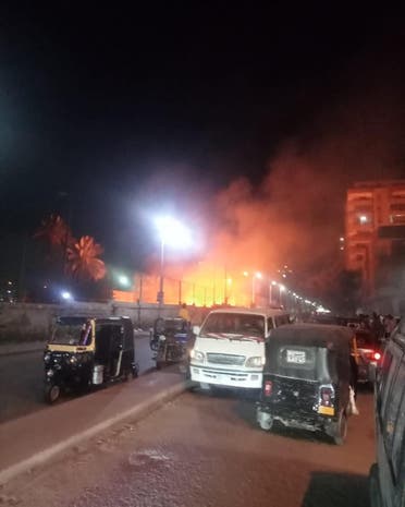 من الحريق في منطقة حلوان جنوب القاهرة