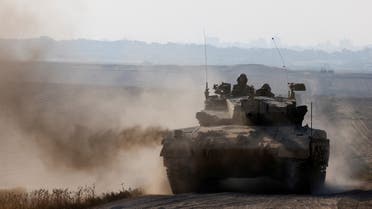 Israeli tank maneuvers near Israel's border with Gaza in southern Israel, April 7, 2024. (Reuters)