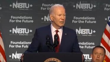 US President Joe Biden mistakenly reads aloud the instructions written on a teleprompter during his speech at a trade union conference in Washington. (X)