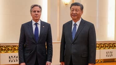 الرئيس الصيني شي جينبينغ  ووزير الخارجية الأميركي أنتوني بلينكن (فرانس برس)