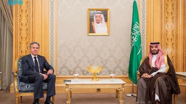 Saudi Crown Prince Mohammed bin Salman meets with the top US diplomat, Antony Blinken, April 29, 2024. (SPA)