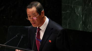 FILE PHOTO: North Korea's Ambassador to the United Nations Kim Song speaks during a meeting of the U.N. General Assembly after China and Russia vetoed new sanctions on North Korea in the U.N. Security Council, at U.N. headquarters in New York City, New York, U.S., June 8, 2022. REUTERS/Mike Segar/File Photo