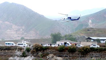 A helicopter carrying Iran's President Ebrahim Raisi takes off, near the Iran-Azerbaijan border, May 19, 2024. The helicopter with Raisi on board later crashed. (Reuters)