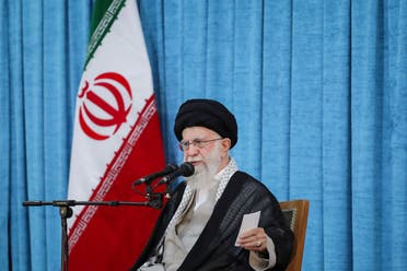 Iran’s Supreme Leader Ali Khamenei speaks during the 35th anniversary of the death of the leader of Iran’s 1979 Islamic Revolution, Ruhollah Khomeini, at Khomeini’s shrine in southern Tehran, Iran, June 3, 2024. (Via Reuters)