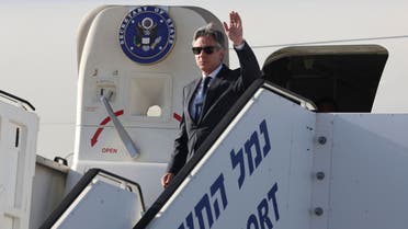 U.S. Secretary of State Antony Blinken waves as he arrives at Ben Gurion airport near Tel Aviv, in Israel, on Monday, June 10, 2024. Blinken arrived in Israel as part of a regional tour to push for a much awaited Gaza ceasefire between Israel and Hamas. (Jack Guez/Pool via AP)