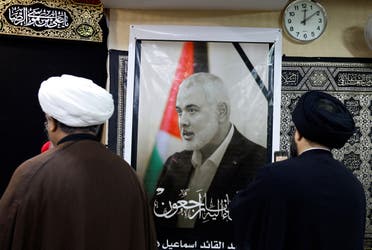 Religious clerics offer their condolences over the killing of Hamas leader Ismail Haniyeh in Iran, at the representative office of Iran's Supreme Leader Ayatollah Ali Khamenei in Najaf, Iraq August 1, 2024. (Reuters)