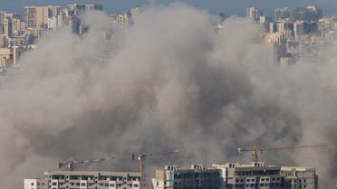 Smoke billows over Beirut’s southern suburbs, after an Israeli strike, amid the ongoing hostilities between Hezbollah and Israeli forces, as seen from Baabda, Lebanon, on November 12, 2024. (Reuters)