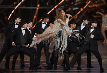 Actor and singer Jennifer Lopez performs during the Elie Saab fashion show in Riyadh, Saudi Arabia, November 13, 2024. (Reuters)