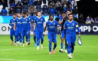  Al Hilal players take the pitch before the match, Kingdom Arena, Riyadh, Saudi Arabia, December 3, 2024. (Reuters)