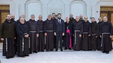 Syria’s leader Ahmed al-Sharaa meets with senior Christian clergymen in Damascus on December 31, 2024. (Social media)