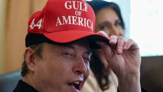Tesla CEO Elon Musk reacts while wearing a cap with the words Gulf of America as he attends a cabinet meeting held by U.S. President Donald Trump at the White House in Washington, D.C., U.S., April 30, 2025. (Reuters)