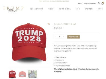 The Trump Organization is selling Trump 2028 hats online.