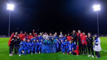 NEOM SC Women's Football Team celebrate promotion. (Supplied)