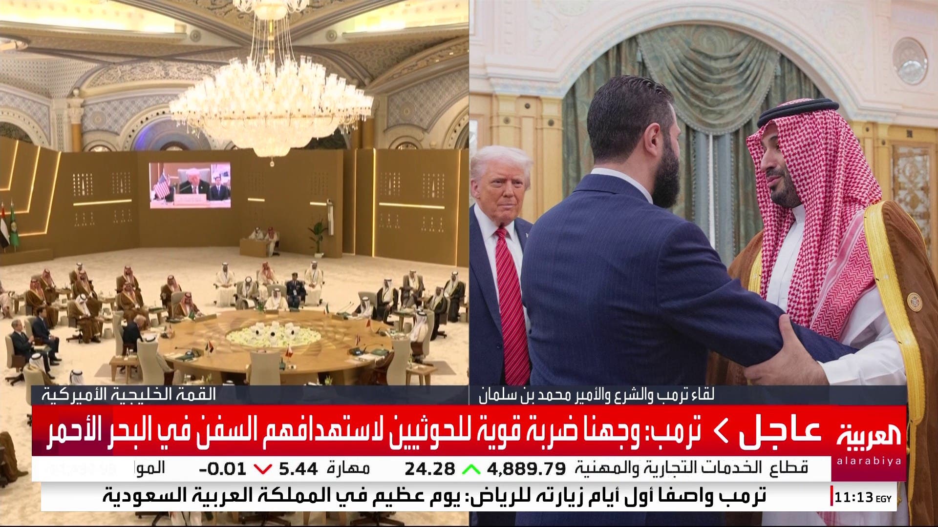 ترمب: أمرت برفع العقوبات عن سوريا بعد مشاورات مع الأمير محمد بن سلمان ترمب: أمرت برفع العقوبات عن سوريا بعد مشاورات مع الأمير محمد بن سلمان