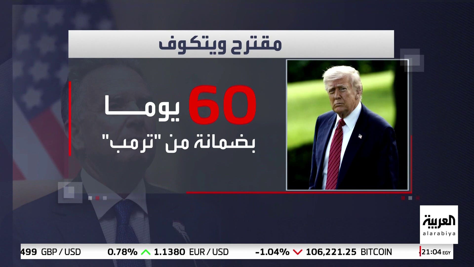 هدنة محتملة لمدة 60 يوما في غزة بضمانة ترمب هدنة محتملة لمدة 60 يوما في غزة بضمانة ترمب