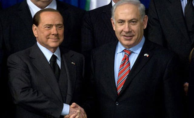 Italy’s Berlusconi opposes Palestinian state bid as Israel’s Netanyahu visits